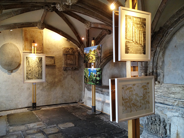 3 artists exhibiting in a 13th century crypt with Art Posts